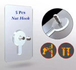 Punch-Free Non-Marking Wall Hook Screw 5 PCS | Seamless Nail with Nut Cap for Kitchen, Bathroom & Bedroom - Image 2